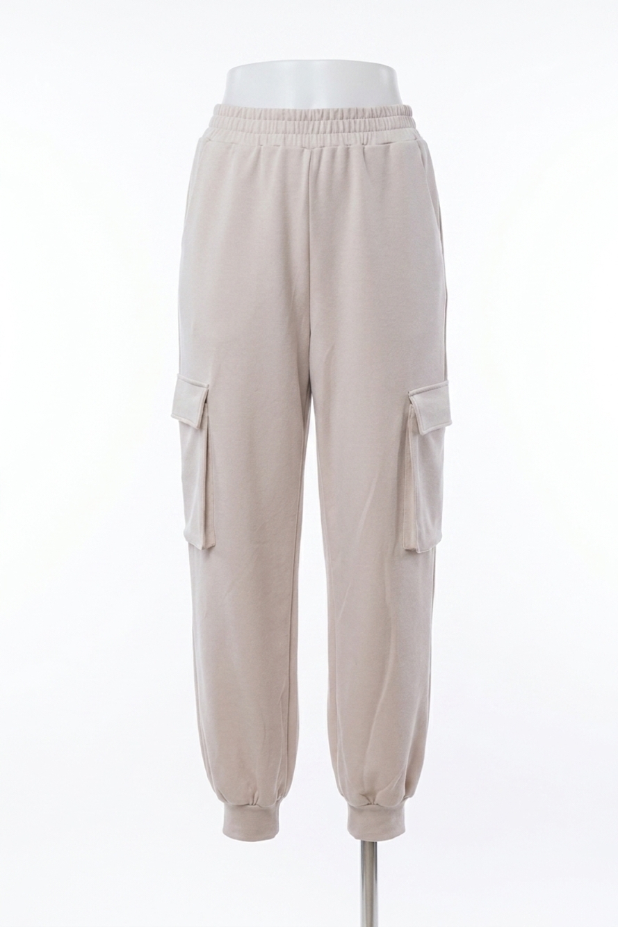 NEW WHITE BIRCH high waisted solid knit cargo pants in gray